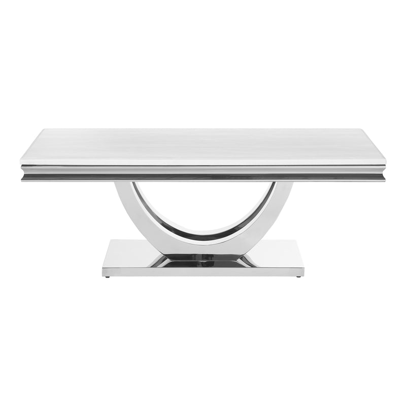 Coaster Furniture Kerwin 708538 Rectangular Stone Top Coffee Table - White and Chrome IMAGE 3