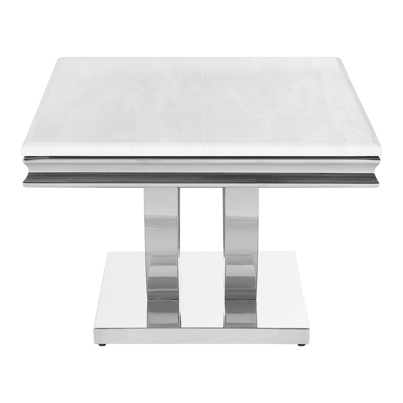 Coaster Furniture Kerwin 708538 Rectangular Stone Top Coffee Table - White and Chrome IMAGE 4