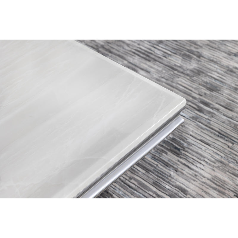 Coaster Furniture Kerwin 708538 Rectangular Stone Top Coffee Table - White and Chrome IMAGE 6