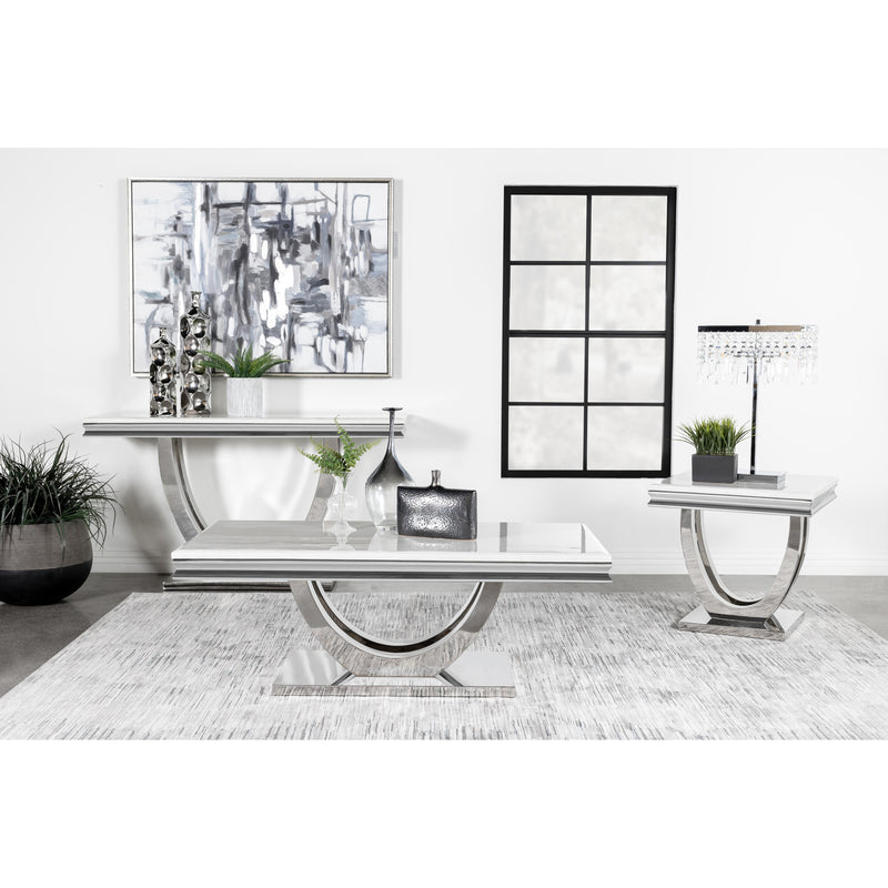 Coaster Furniture Kerwin 708539 U-base Stone Top Entryway Sofa Console Table - Chrome IMAGE 2