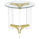 Coaster Furniture Janessa 710067 Round Glass Top Acrylic Leg End Table - Matte Brass IMAGE 6