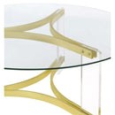 Coaster Furniture Janessa 710068 Round Glass Top Acrylic Leg Coffee Table - Matte Brass IMAGE 8
