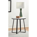 Coaster Furniture Hugo 723237 Round Faux Marble End Table - White and Matte Black IMAGE 3
