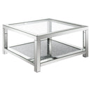Coaster Furniture Valentina 736218 1-shelf Square Glass Top Coffee Table - Silver IMAGE 1