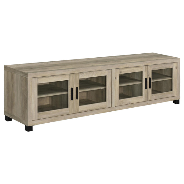 Coaster Furniture Sachin 736283 4-door Engineered Wood 79" TV Stand - Distressed Pine IMAGE 1