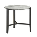 Coaster Furniture Tandi 753537 Round Faux Marble Side End Table - White and Black IMAGE 3