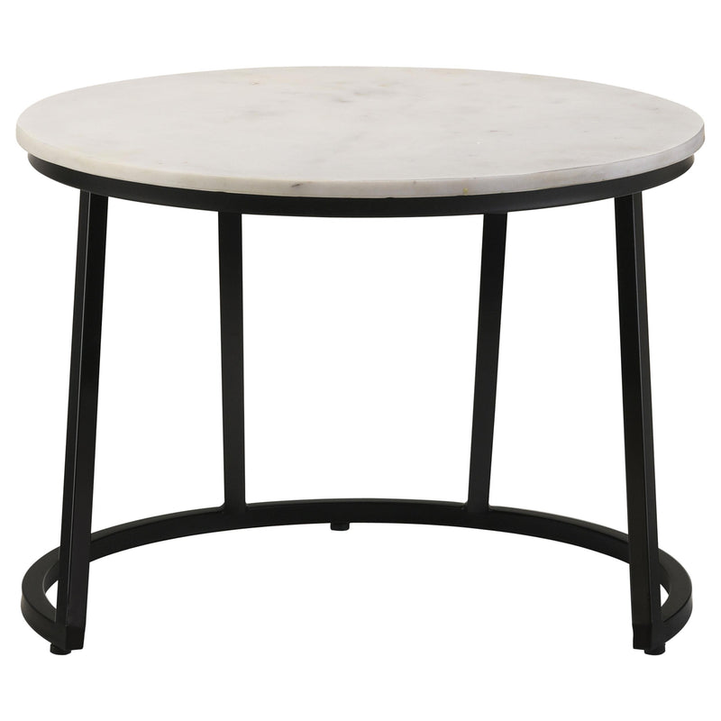 Coaster Furniture Miguel 931227 Round Marble Top Coffee Table - White and Black IMAGE 2