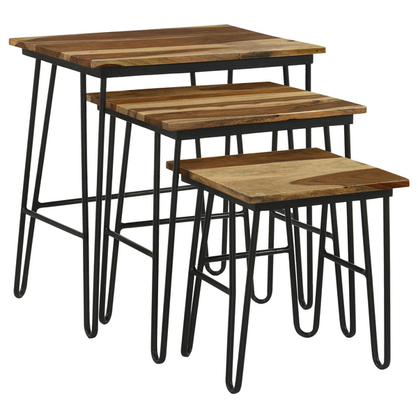 Coaster Furniture Nayeli 935981 3-piece Solid Sheesham Wood Nesting Tables - Natural IMAGE 1