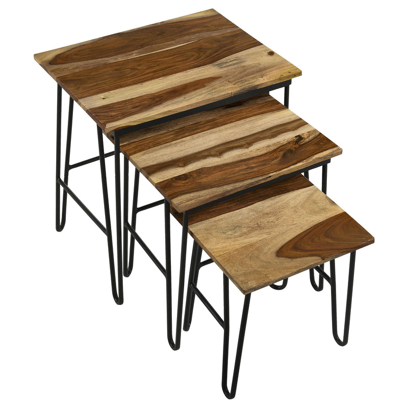 Coaster Furniture Nayeli 935981 3-piece Solid Sheesham Wood Nesting Tables - Natural IMAGE 2