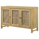 Coaster Furniture Zamora 953556 3-door Wood Accent Cabinet with Woven Cane - Natural IMAGE 5