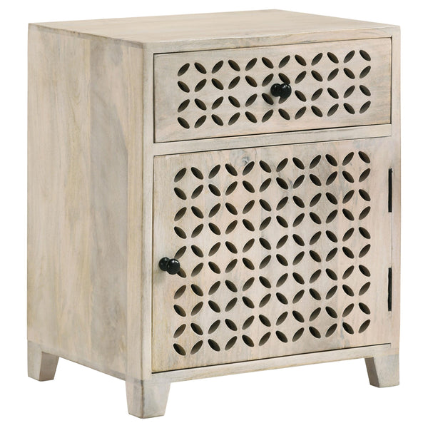 Coaster Furniture August 953569 1-Drawer Trellis Pattern Storage Cabinet - White Washed IMAGE 1