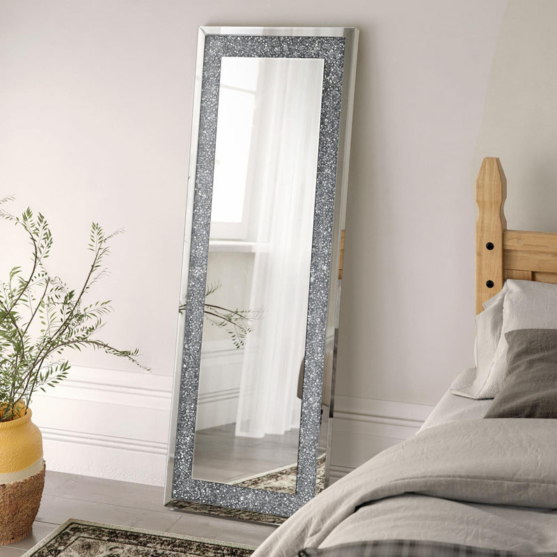 Coaster Furniture Valerie 961636 24 x 63 Inch Acrylic Crystal Floor Mirror - Silver IMAGE 2