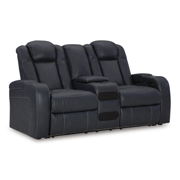 Signature Design by Ashley Fyne-Dyme 3660318 Power Reclining Loveseat with Console and Adjustable Headrest IMAGE 1