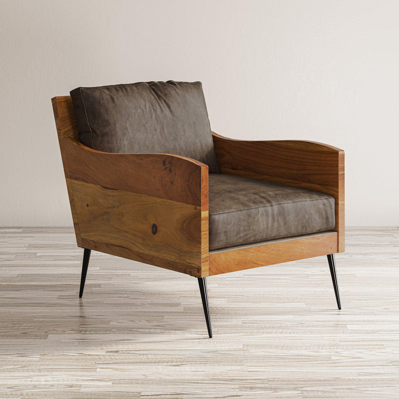 Jofran Karma Stationary Leather Accent Chair KARMA-CH-BOURBON IMAGE 6