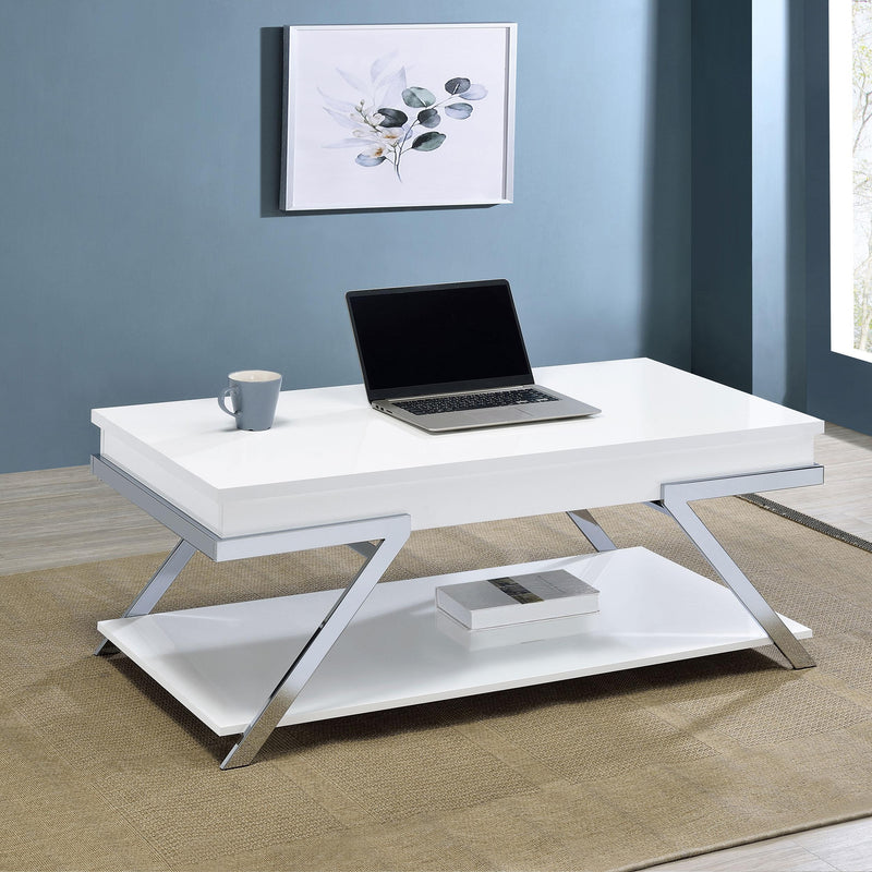 Coaster Furniture Marcia 2 pc Occasional Table Set - White High Gloss/Chrome IMAGE 3