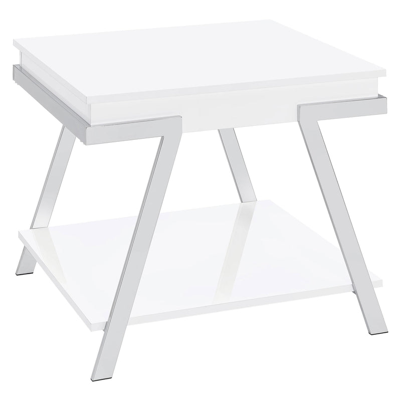 Coaster Furniture Marcia 2 pc Occasional Table Set - White High Gloss/Chrome IMAGE 5