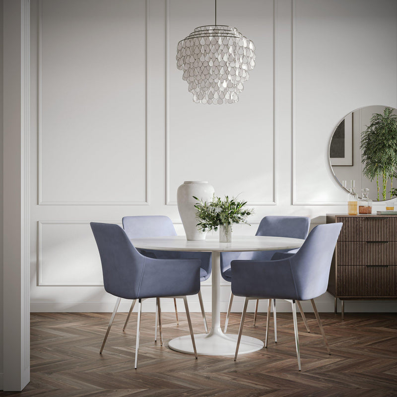 Jofran Round Rowan Dining Table with Marble Top and Pedestal Base 2271-ROWAN54T/2271-ROWAN54BW IMAGE 4