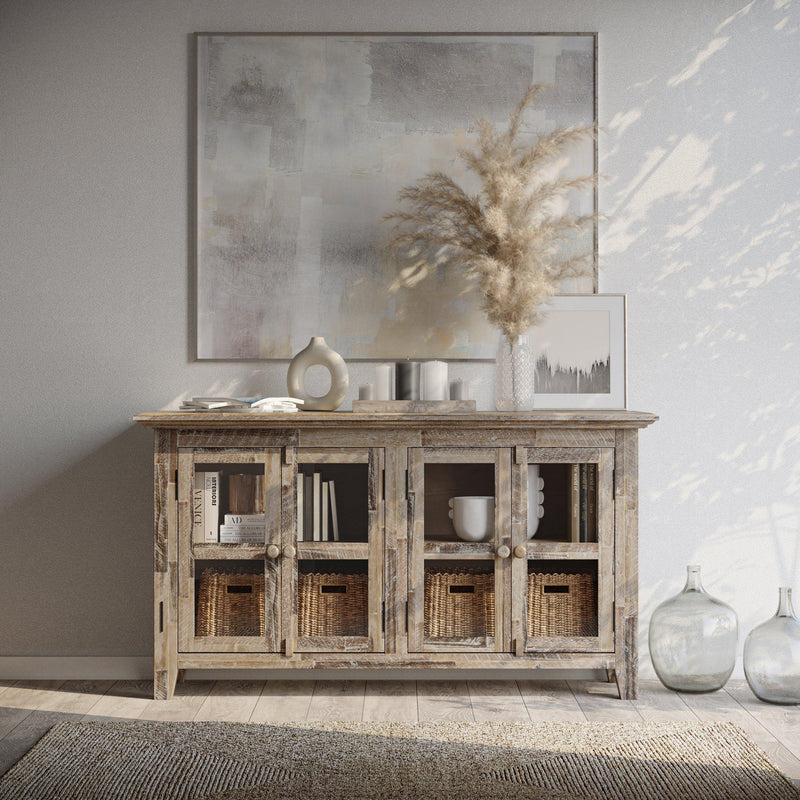 Jofran Rustic Shores 2125-5432 4-Door Low Cabinet - Grey Wash IMAGE 7