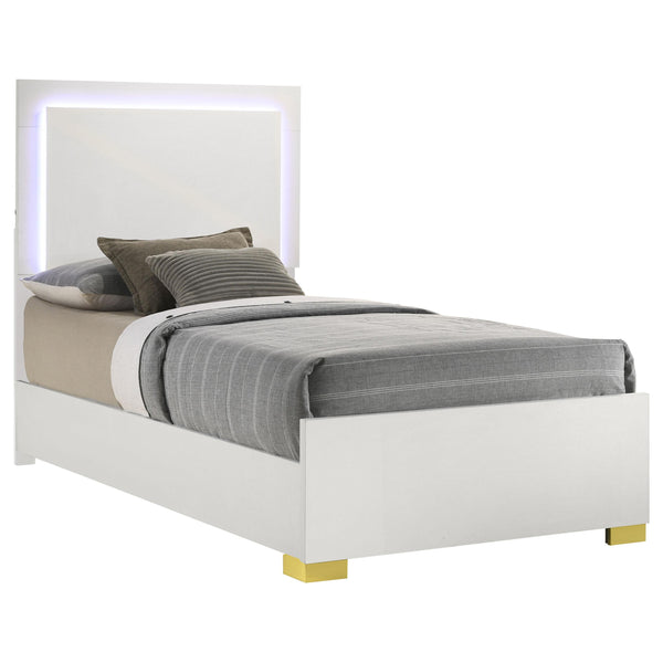 Coaster Furniture Marceline 222931T Wood Twin LED Panel Bed - White IMAGE 1