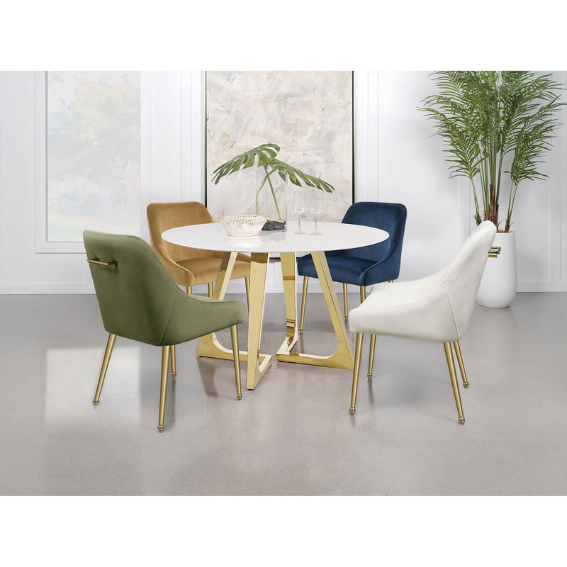 Coaster Furniture Gwynn 107171 Round 51-inch Marble Stainless Steel Dining Table - Gold IMAGE 10