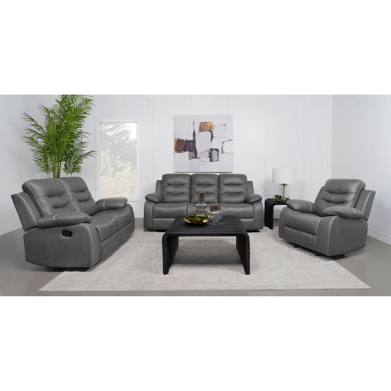 Coaster Furniture Nova 602531 Upholstered Padded Arm Reclining Sofa - Dark Grey IMAGE 10