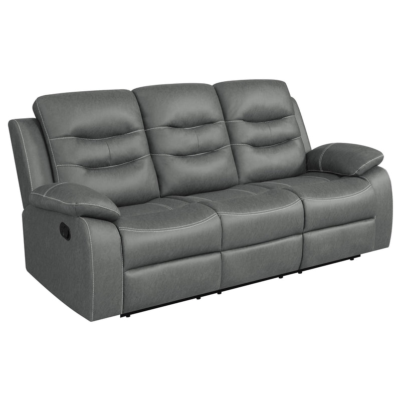 Coaster Furniture Nova 602531 Upholstered Padded Arm Reclining Sofa - Dark Grey IMAGE 1