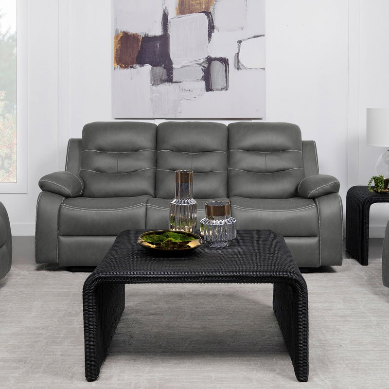 Coaster Furniture Nova 602531 Upholstered Padded Arm Reclining Sofa - Dark Grey IMAGE 2
