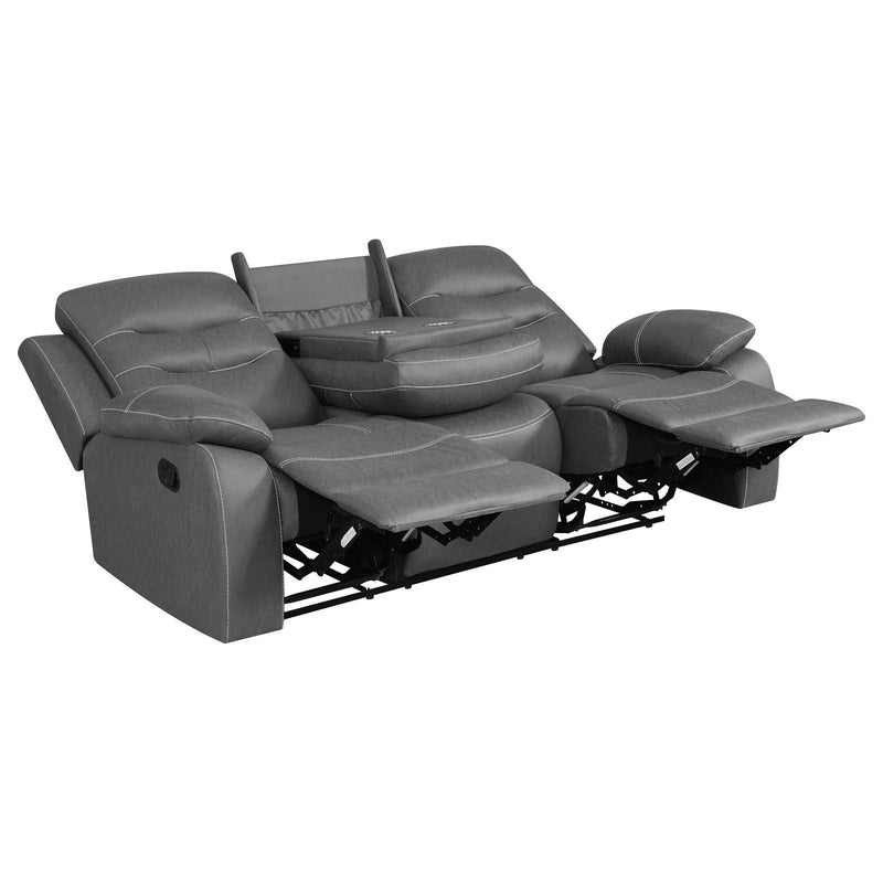 Coaster Furniture Nova 602531 Upholstered Padded Arm Reclining Sofa - Dark Grey IMAGE 3