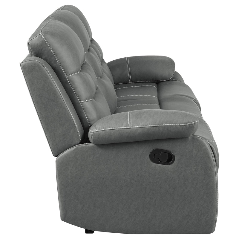 Coaster Furniture Nova 602531 Upholstered Padded Arm Reclining Sofa - Dark Grey IMAGE 9
