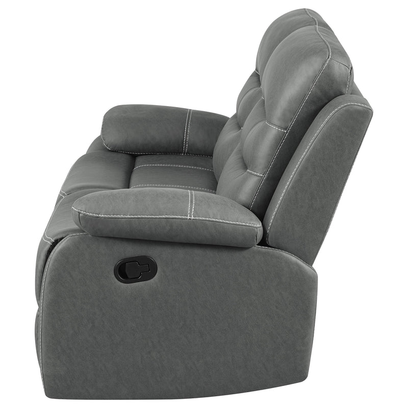 Coaster Furniture Nova 602532 Upholstered Padded Arm Reclining Loveseat - Dark Grey IMAGE 7