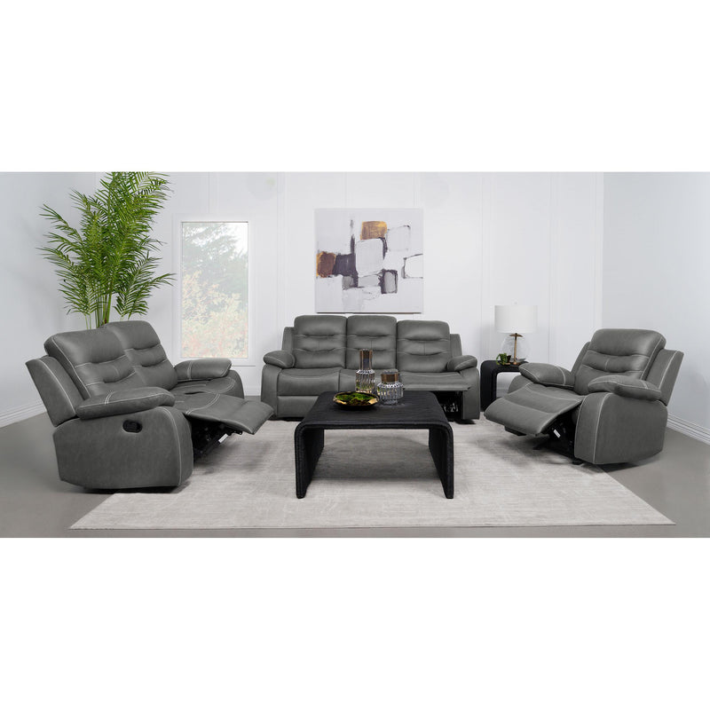 Coaster Furniture Nova 602533 Upholstered Padded Arm Glider Recliner - Dark Grey IMAGE 13