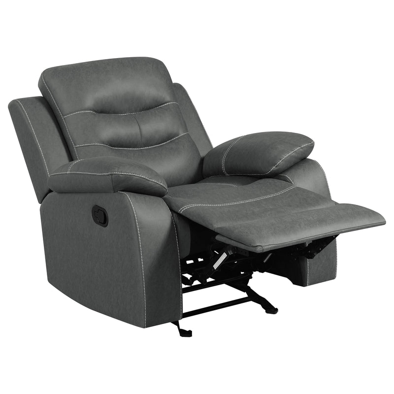 Coaster Furniture Nova 602533 Upholstered Padded Arm Glider Recliner - Dark Grey IMAGE 4