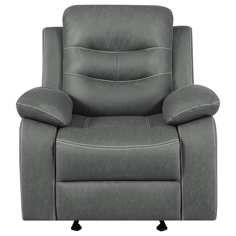 Coaster Furniture Nova 602533 Upholstered Padded Arm Glider Recliner - Dark Grey IMAGE 5