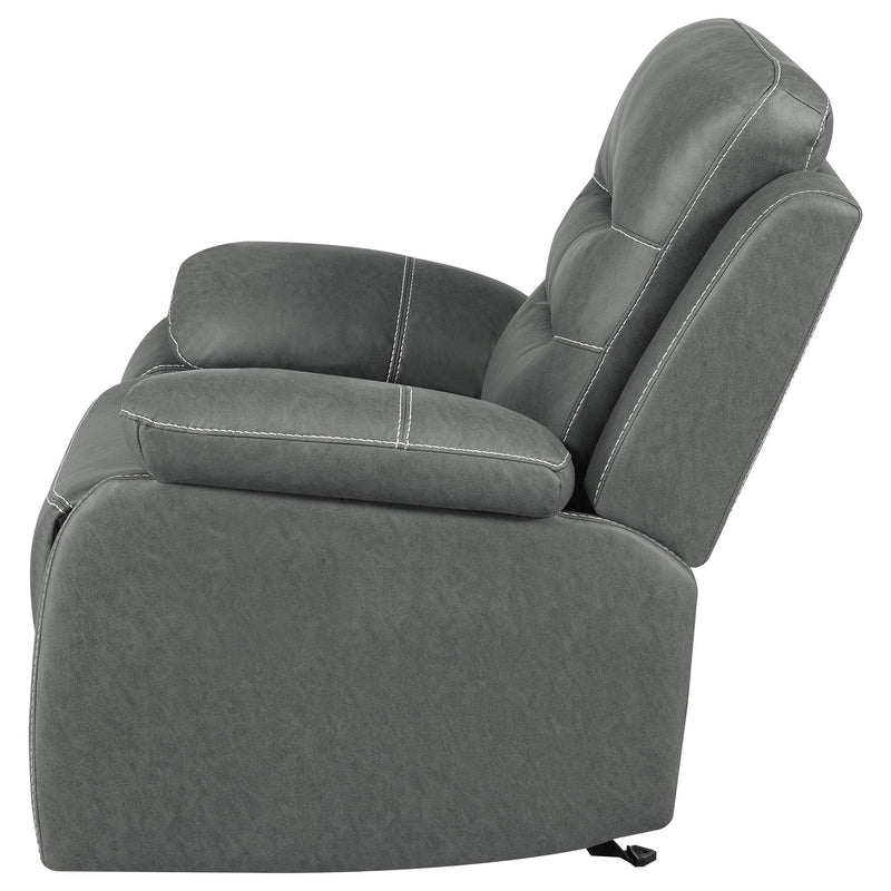 Coaster Furniture Nova 602533 Upholstered Padded Arm Glider Recliner - Dark Grey IMAGE 7