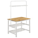 Coaster Furniture Edgeworth 122246 itchen Island Counter Table with Pot Rack - White IMAGE 1