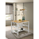 Coaster Furniture Edgeworth 122246 itchen Island Counter Table with Pot Rack - White IMAGE 2