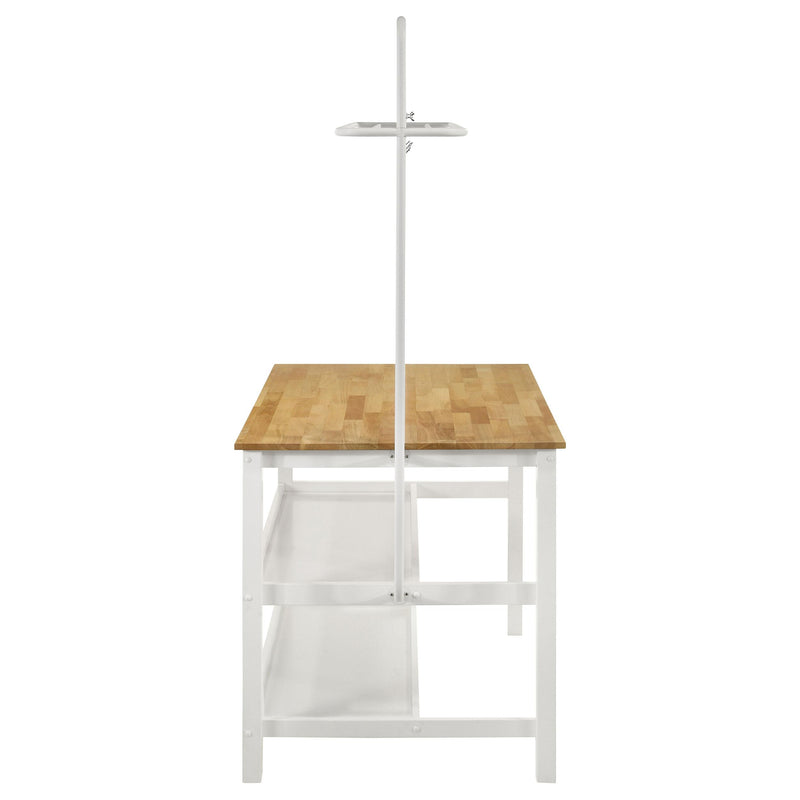 Coaster Furniture Edgeworth 122246 itchen Island Counter Table with Pot Rack - White IMAGE 4