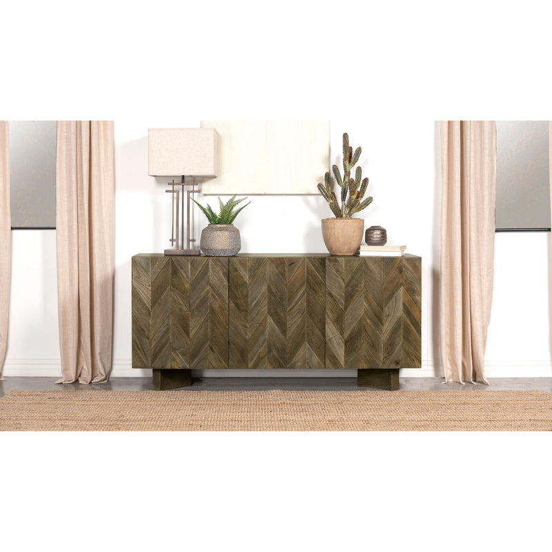 Coaster Furniture Tyler 130515 3-door Solid Wood Sideboard Buffet Cabinet - Mango Brown IMAGE 2
