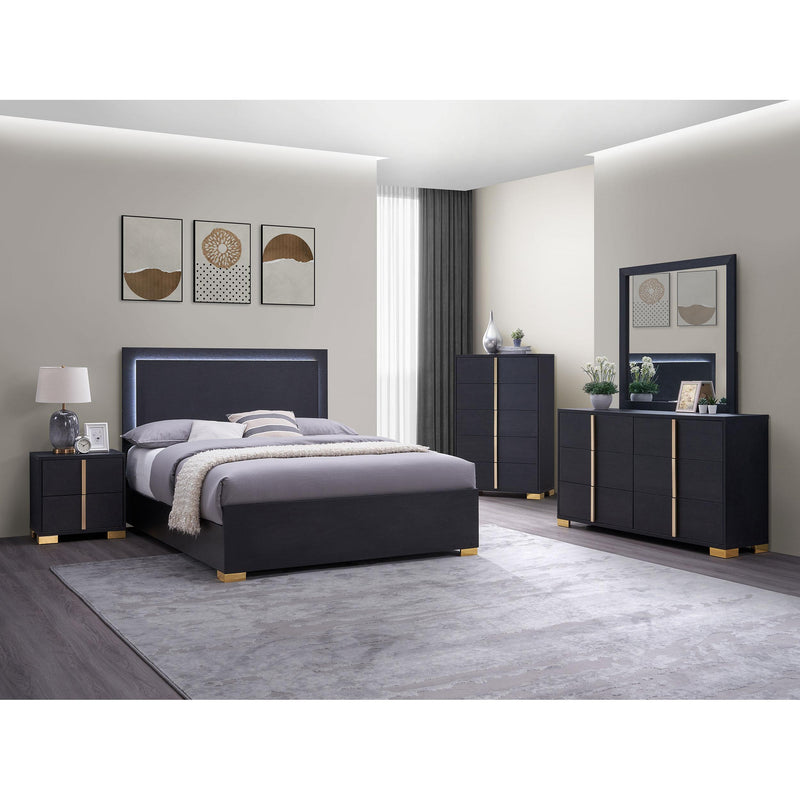 Coaster Furniture Marceline 222831Q Wood Queen LED Panel Bed - Black IMAGE 5