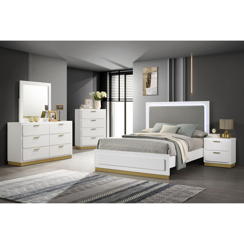 Coaster Furniture Caraway 224771Q Wood Queen LED Panel Bed - White IMAGE 5