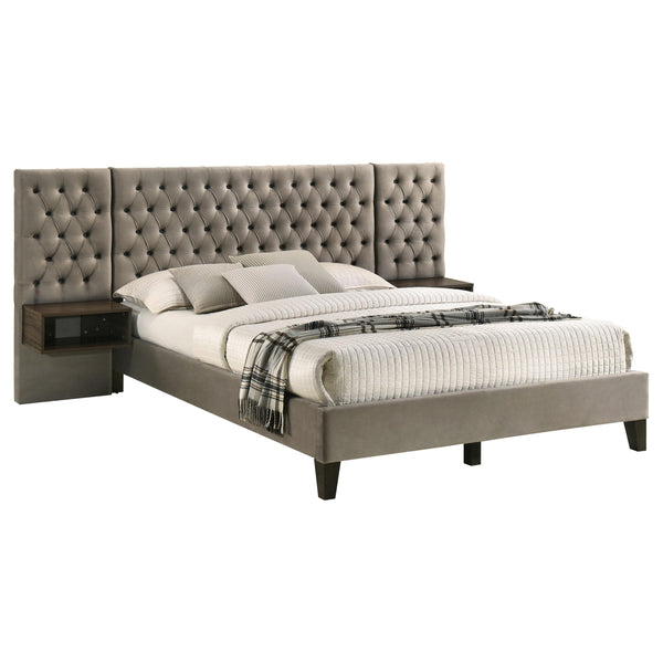 Coaster Furniture Marley 300833KE Upholstered Eastern King Wall Panel Bed - Light Brown IMAGE 1