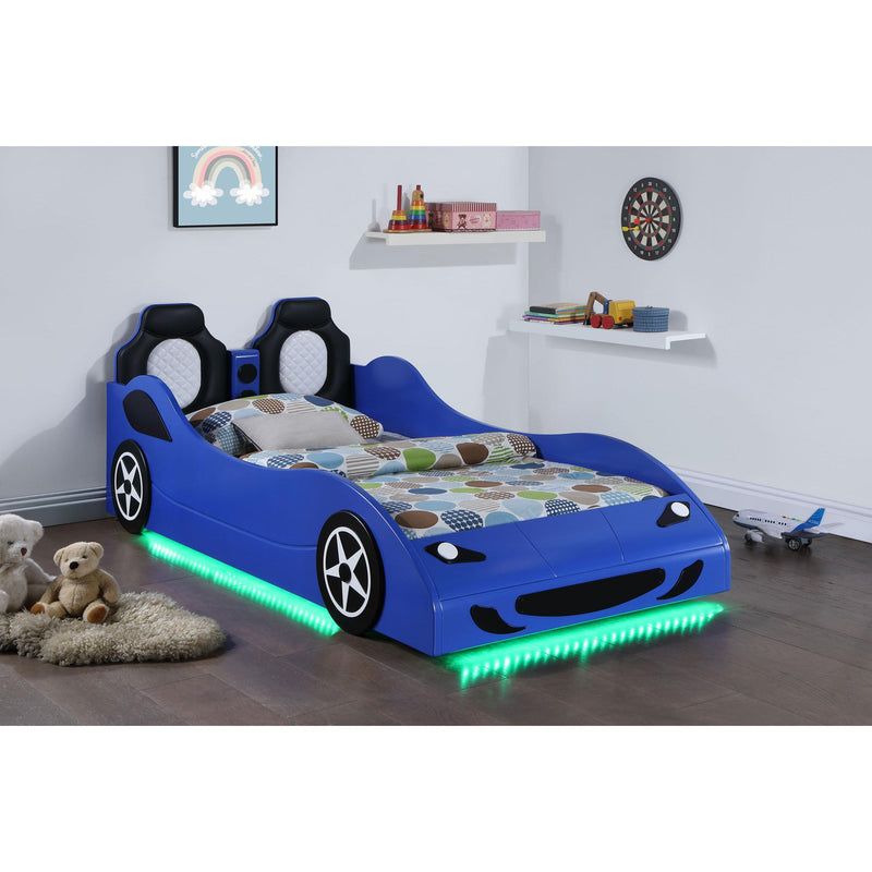 Coaster Furniture Cruiser 400478 Wood Twin LED Race Car Bed - Blue IMAGE 4