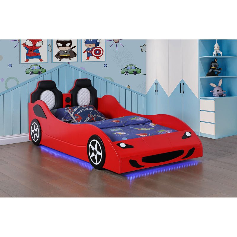 Coaster Furniture Cruiser 400479 Wood Twin LED Race Car Bed - Red IMAGE 2