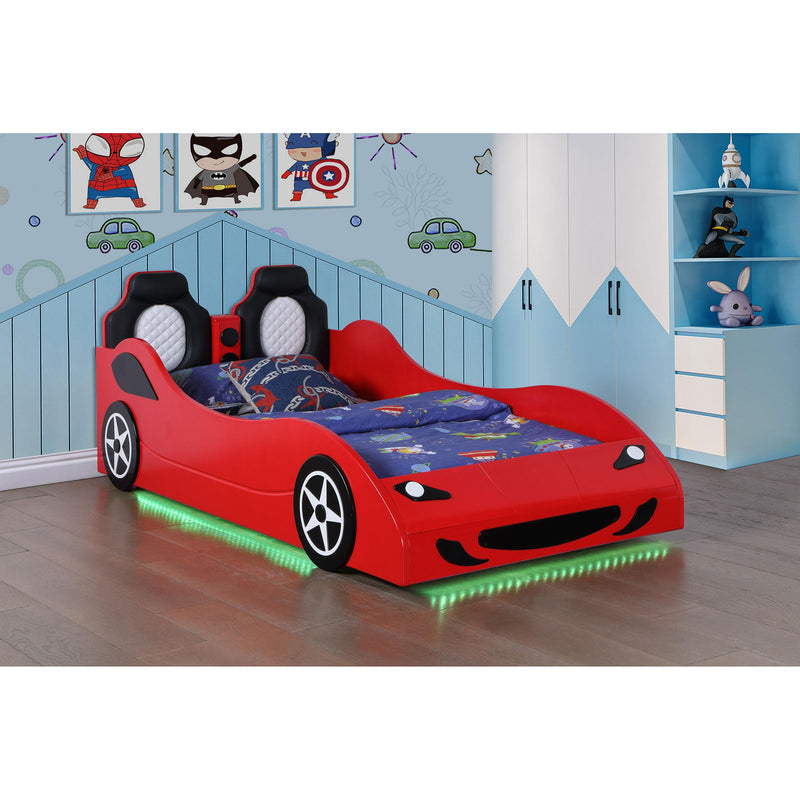 Coaster Furniture Cruiser 400479 Wood Twin LED Race Car Bed - Red IMAGE 5