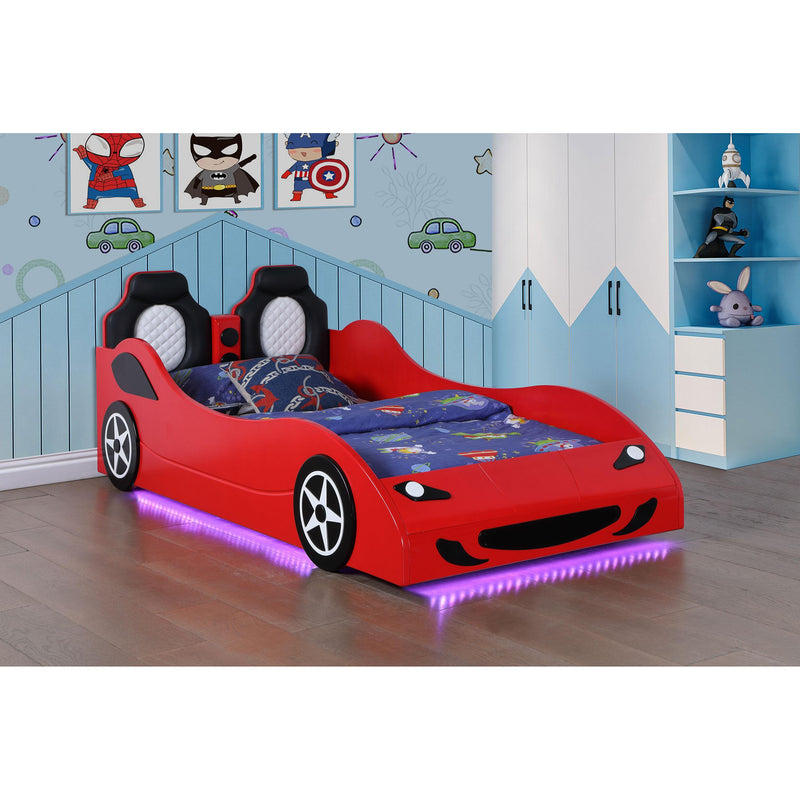 Coaster Furniture Cruiser 400479 Wood Twin LED Race Car Bed - Red IMAGE 7