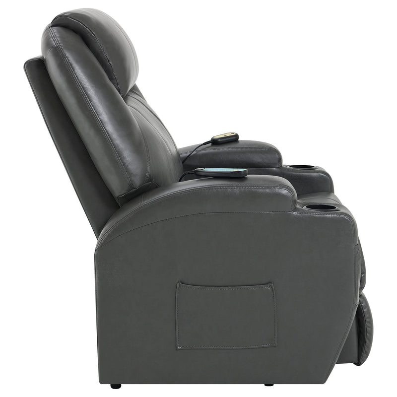 Coaster Furniture Sanger 600498P Upholstered Power Lift Massage Recliner - Charcoal Grey IMAGE 9