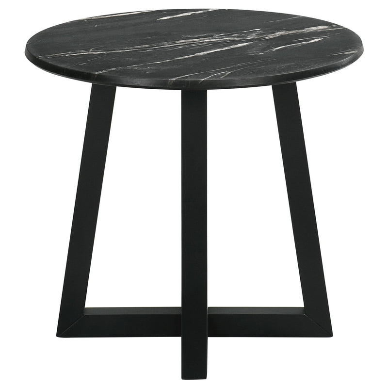 Coaster Furniture Skylark 707847 Round Marble-like SmartTop Side End Table - Black IMAGE 4
