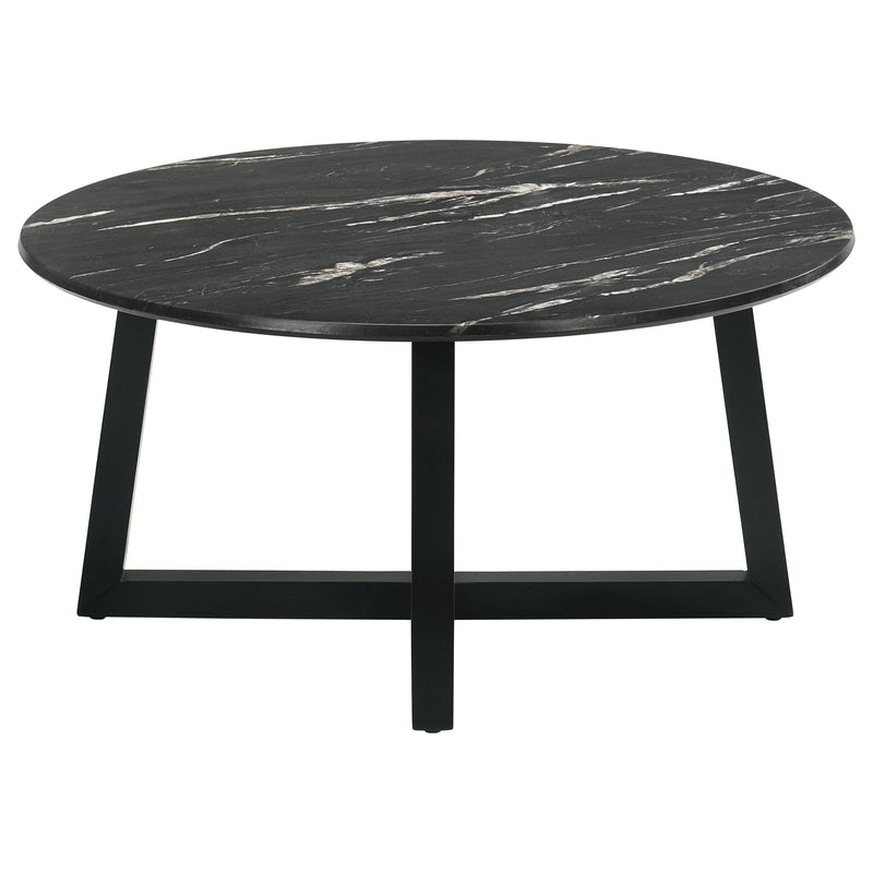 Coaster Furniture Skylark 707848 Round Marble-like SmartTop Coffee Table - Black IMAGE 4