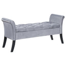 Coaster Furniture Farrah 910239 Velvet Upholstered Rolled Arm Storage Bench - Silver IMAGE 7