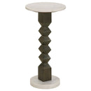Coaster Furniture Colette 930190 Round Marble Top Side Table - White and Dark Grey IMAGE 1